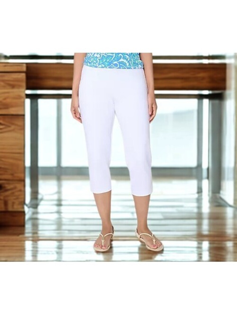 Susan Graver Weekend Regular Premium Stretch Slim Leg Capri Pants WHITE Size XXS